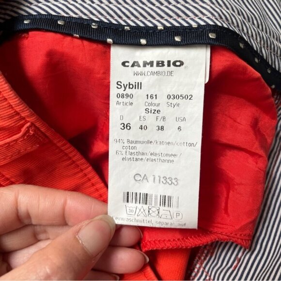 Cambio orange cotton cuffed trouser pants Sz 6 - Picture 7 of 11